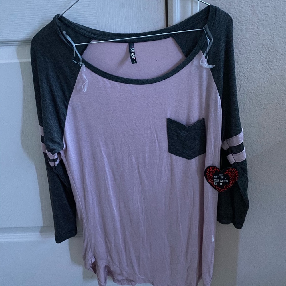 pink and gray long sleeve